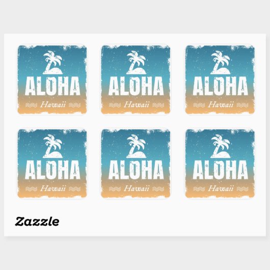 Sticker Carré Retro Aloha Hawaii (Feuille)
