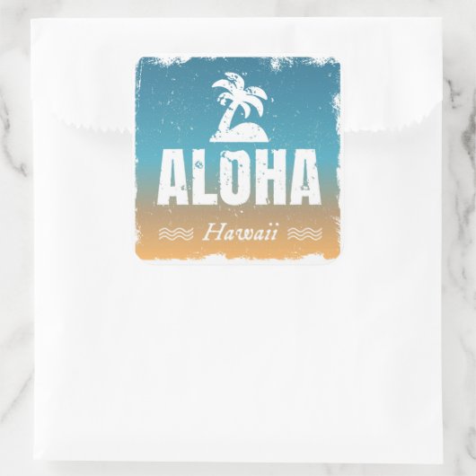 Sticker Carré Retro Aloha Hawaii (Sac)