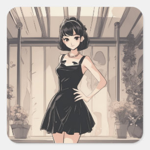 Sticker Carré Retro Anime LBD Art Decal - Edition Limitée