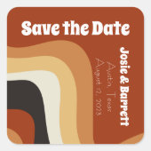 Sticker Carré Rétro Années 70 Orange Brûlé Groovy Enregistrer la (Devant)