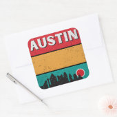 Sticker Carré Retro Austin Texas City State Skyline (Enveloppe)