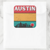Sticker Carré Retro Austin Texas City State Skyline (Sac)