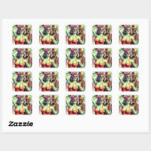 Sticker Carré Retro Beach Zombie Pin Up (Feuille)