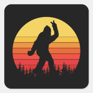 Sticker Carré Retro Bigfoot Surfer Croire Dude