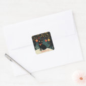 Sticker Carré Retro Black Cat Fun (Enveloppe)