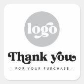 Sticker Carré Retro blanc ajouter logo entreprise merci (Devant)