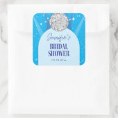 Sticker Carré Retro Blue 70s Disco Dancing Queen Bridal Shower (Sac)