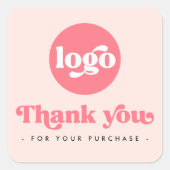 Sticker Carré Retro blush rose ajouter logo entreprise merci (Devant)