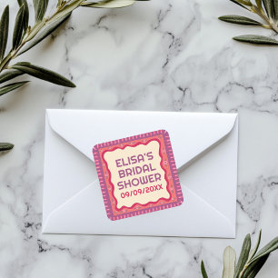 Sticker Carré Rétro Bohème Amusant Mariage sur Mesure Fait Main 