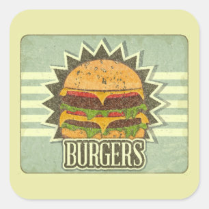 Sticker Carré Rétro couverture pour le menu d'aliments de