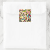 Sticker Carré Retro Cute Girly Comics (Sac)