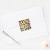 Sticker Carré Retro Cute Girly Comics (Enveloppe)