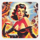 Sticker Carré Retro Devilish Pinup (Devant)
