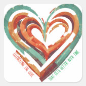 Sticker Carré Rétro en forme de coeur (Devant)