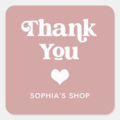 Sticker Carré Retro et Boho | Dusty Rose Branding Merci (Devant)