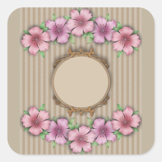 Sticker Carré Rétro , floral (Devant)
