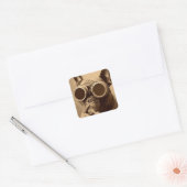 Sticker Carré Retro Frenchie Sepia (Enveloppe)