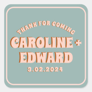 Sticker Carré Retro Funky Super couleur Mariage rose