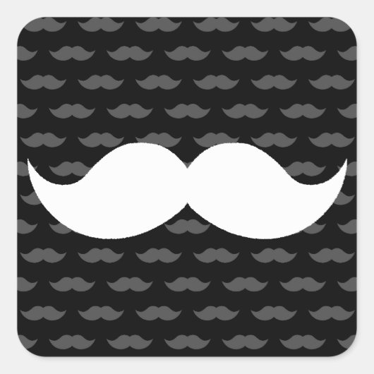 Sticker Carré Retro Funny Handlebar Mustache Moustache (Devant)