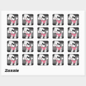 Sticker Carré Retro Girly Paris Poodle Dog (Feuille)