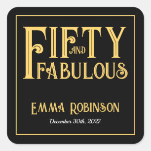 Sticker Carré Retro Gold "Cinquante et Fantastique" 50e Annivers