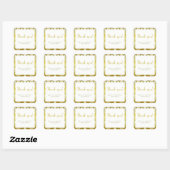 Sticker Carré Retro Gold Green Mariage damassé (Feuille)