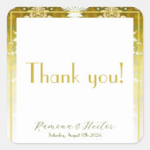 Sticker Carré Retro Gold Green Mariage damassé (Devant)