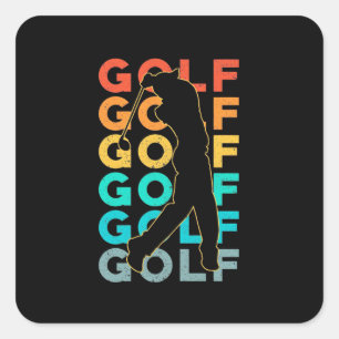 Sticker Carré Retro Golfer