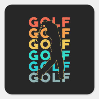 Sticker Carré Retro Golfer