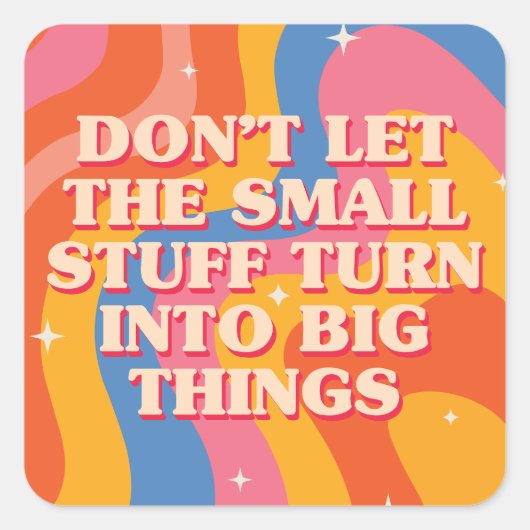 Sticker Carré Retro Groovy Waves With Mindfulness Mantra (Devant)