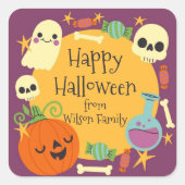 Sticker Carré Retro Halloween Éffrayant (Devant)