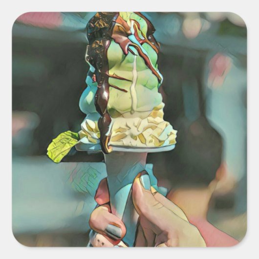 Sticker Carré Retro ice cream popsicle (Devant)
