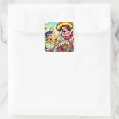 Sticker Carré Retro Love Couple Comic (Sac)