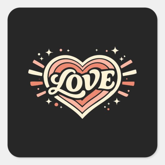 Sticker Carré Retro Love Heart Valentine Classic (Devant)