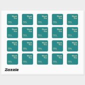 Sticker Carré Rétro moderne | Faveur de mariage Turquoise Merci (Feuille)