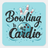 Sticker Carré Retro Neon "Bowling Is My Cardio" Funny Bowling (Devant)