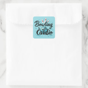 Sticker Carré Rétro Néon "Le Bowling Est Mon Cardio" Bowling Drô