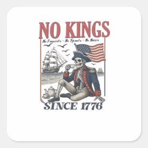 Sticker Carré Rétro Pas de Rois Depuis 1776 Rejetant les Rois Cl