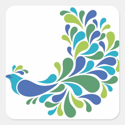 Sticker Carré Rétro Peacock (Devant)