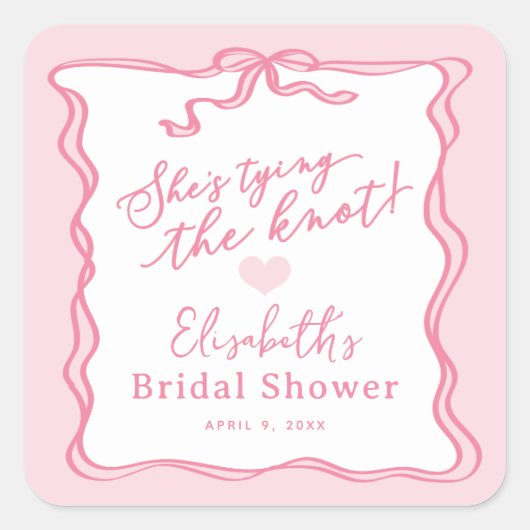 Sticker Carré Retro Pink Bow Elle noue le noeud (Devant)