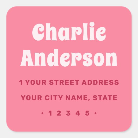 Sticker Carré Retro pink return address (Devant)