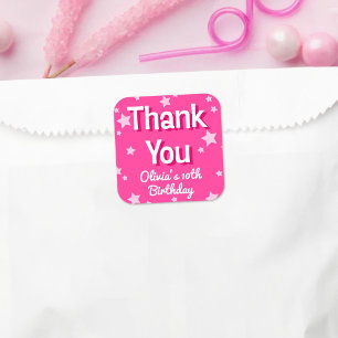 Sticker Carré Retro Pretty Rose Stars Joyeux anniversaire