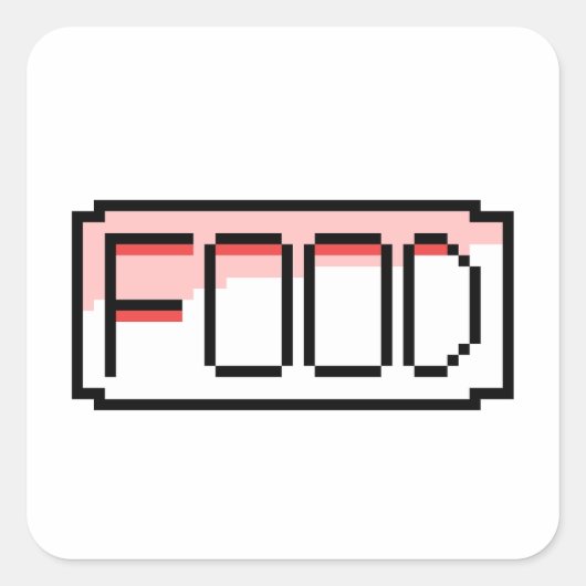 Sticker Carré Retro RPG Pixel Art – Chat Box ‘Food’ (Devant)