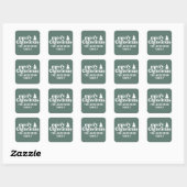 Sticker Carré Rétro Sage Vert Noël Moderne Minimal Unique (Feuille)