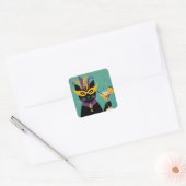 Sticker Carré Retro Sophisticats Its Time to Mardi Gras Martini (Enveloppe)