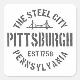 Sticker Carré Retro Steel City Pittsburgh Pennsylvania Yinz vint