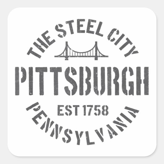 Sticker Carré Retro Steel City Pittsburgh Pennsylvania Yinz vint (Devant)