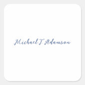 Sticker Carré Retro Style Elegant Plain White Calligraphy Name (Devant)