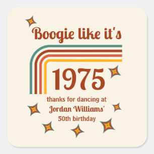 Sticker Carré Retro Super Boogie Simple Danse 50e anniversaire