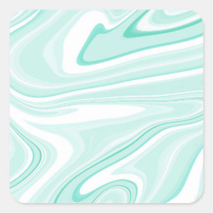 Sticker Carré Retro Swirl Liquide Aqua Peinture Verte Esthétique